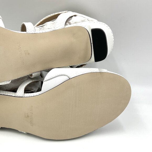 Walking‎ Cradles Size 7 Snakeskin Embossed White Leather Heels Sandals Shoes - Picture 11 of 14
